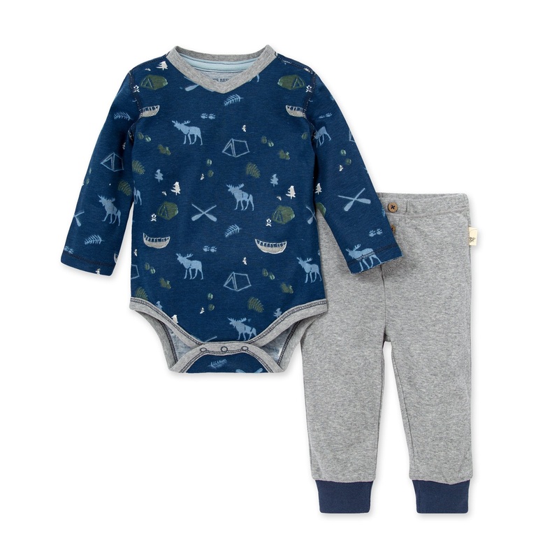 Burt’s Bees Baby Organic Cotton Moose Trails Bodysuit & Pant Set Newborn