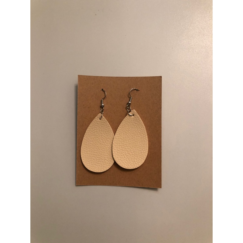 The Owl’s Nest Textured Teardrop Earrings Matte Cream