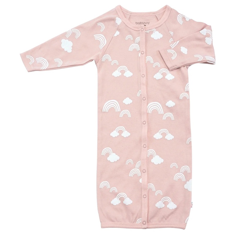 Babysoy Clouds Snaps Gowns/Sleep Sacks 0-3 Months Pink Rainbows