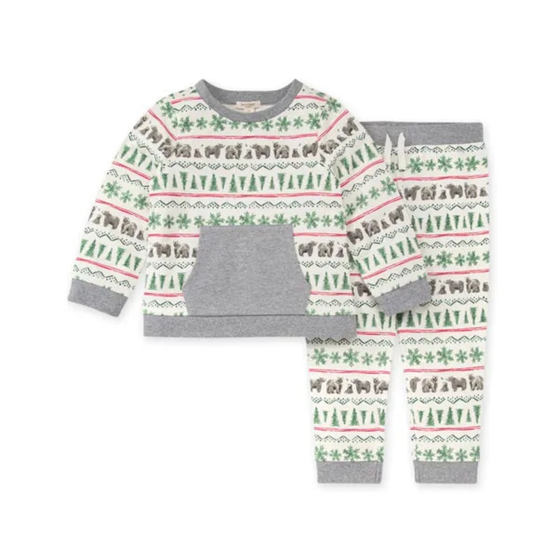 Burt’s Bees Baby Kodiak Fair Isle Organic Cotton Sweatshirt & Pants Set Newborn
