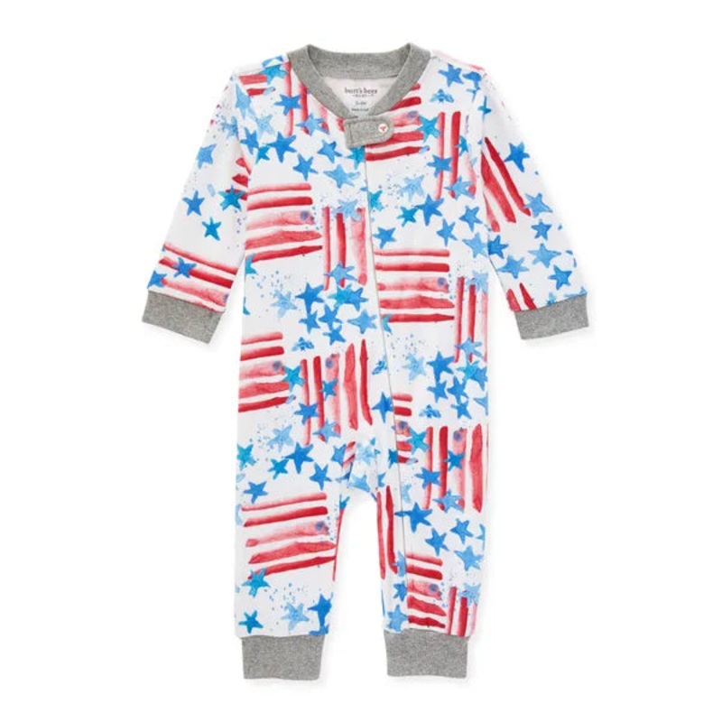 Burt’s Bees Baby Organic Cotton Footless Sleep & Play Pajamas Newborn Red White & Blue