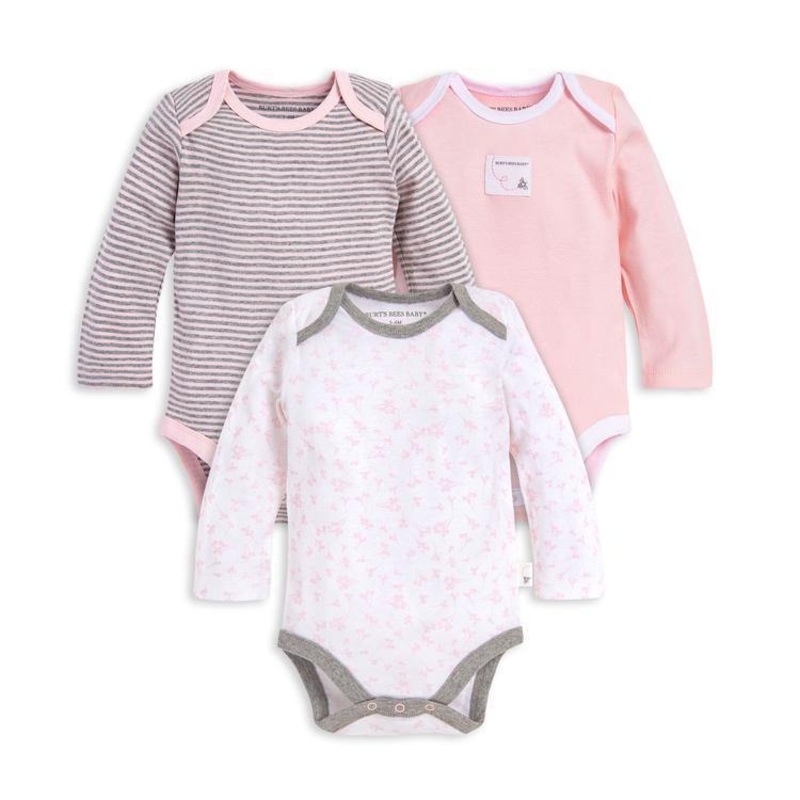 Burt’s Bees Baby Organic Long Sleeve Bodysuits 3 Pack Preemie Dusty Dandelions