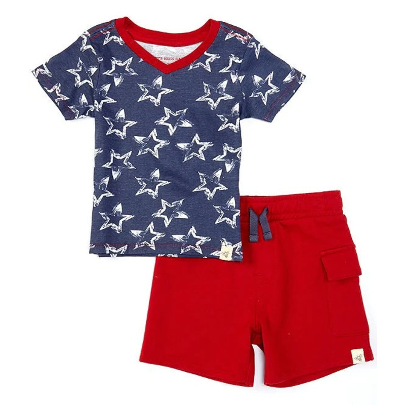 Burt’s Bees Baby Short Sleeve Painted Stars Tee & Cargo Short Organic Cotton Set 0-3 Months