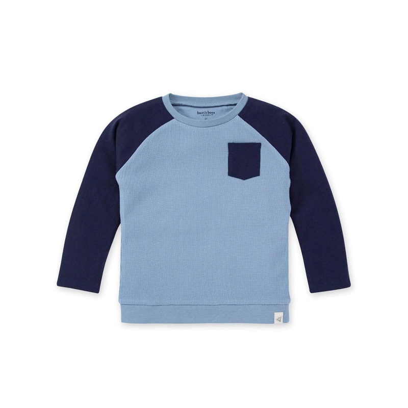 Burt’s Bees Baby Thermal Colorblock Organic Cotton Tee 0-3 Months Bluebell