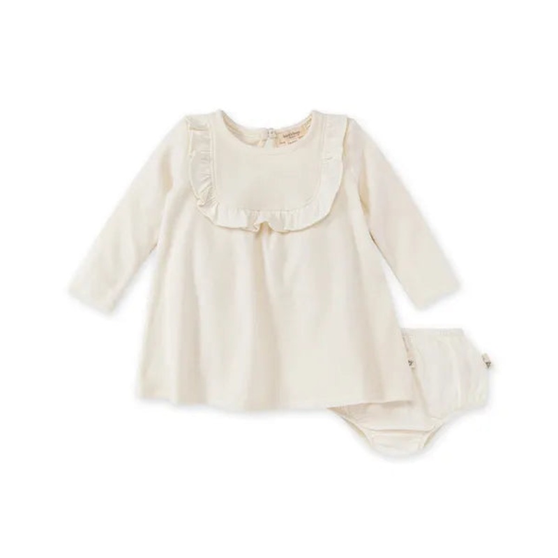 Burt’s Bees Baby Velour Ruffle Organic Dress & Diaper Cover Set 3-6 Months