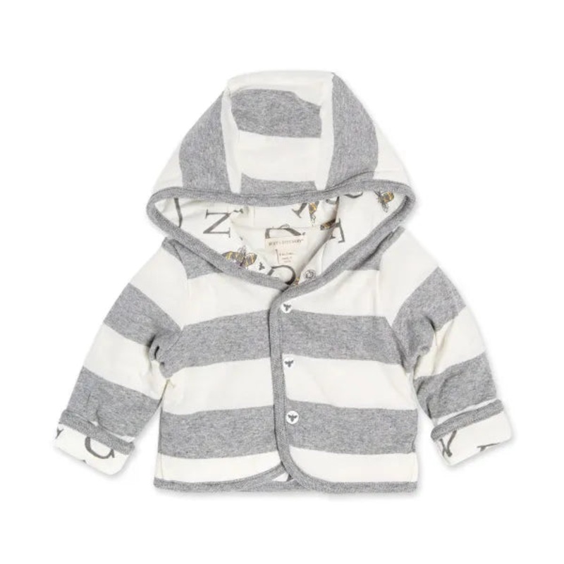 Burt’s Bees Baby Watercolor A-Bee-C Reversible Organic Jacket Newborn Heather Grey
