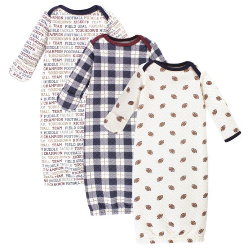 Hudson Baby Cotton Gowns 3 Pack Football 0-6 Months