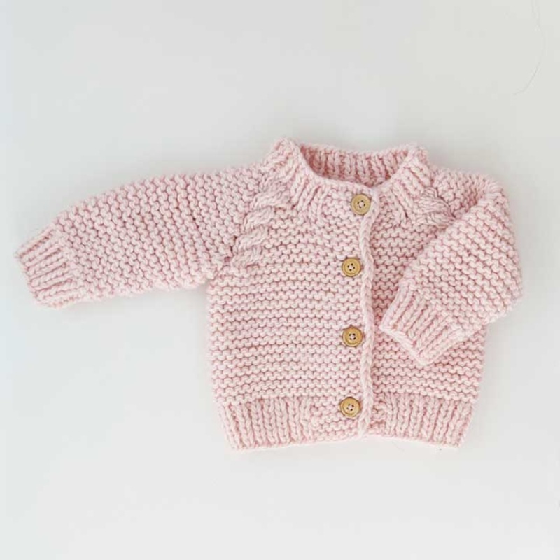 Huggalugs Cardigan Sweaters 0-6 Months Garter Stitch Cardigan Sweater – Ice Grey