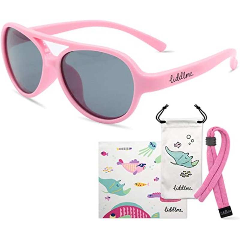 Liddlme Polarized Baby Sunglasses with Strap Pink with Flamingo Strap