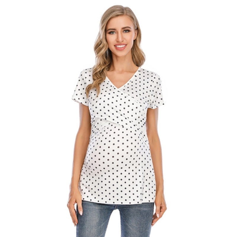 Morris’s Hug Crossover Polka Dot Maternity & Nursing Top Small