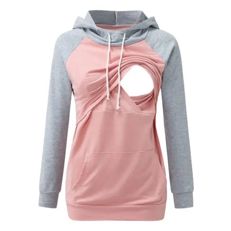 Morris’s Hug Maternity & Nursing Long Sleeved Hoodie Sweatshirt Medium Black/Gray