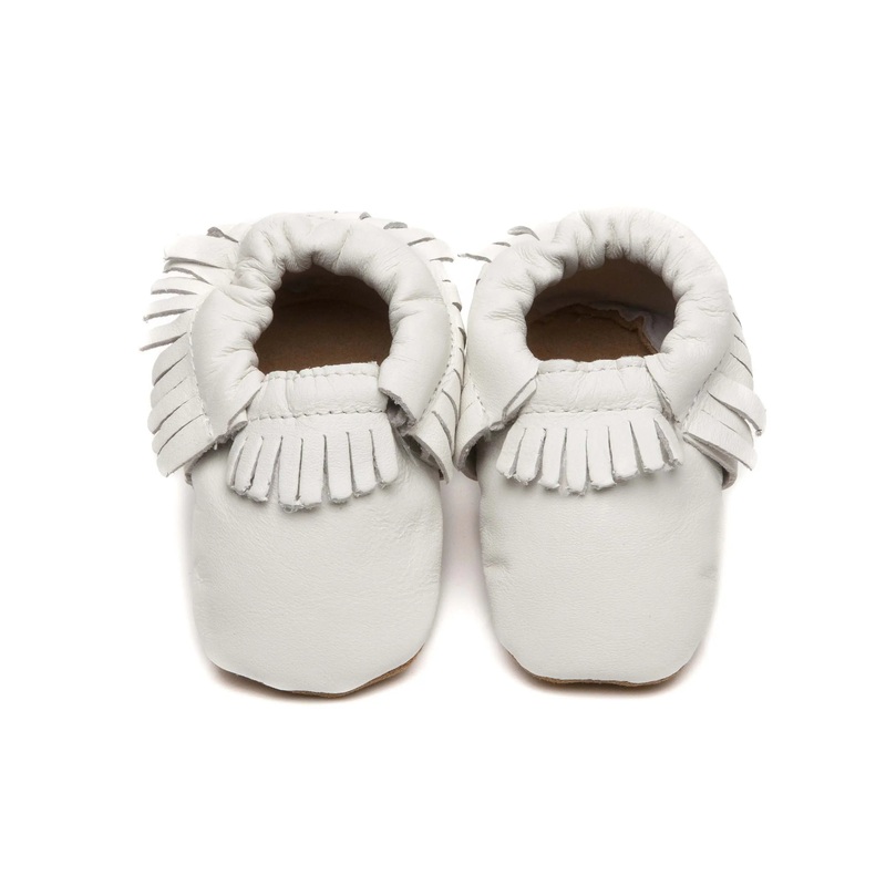 Olea London Ltd Soft Baby Shoes White Moccasins 12-18 Months