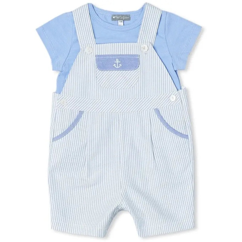 Petit Confection Anchor Overalls & Tee Set 3 Months