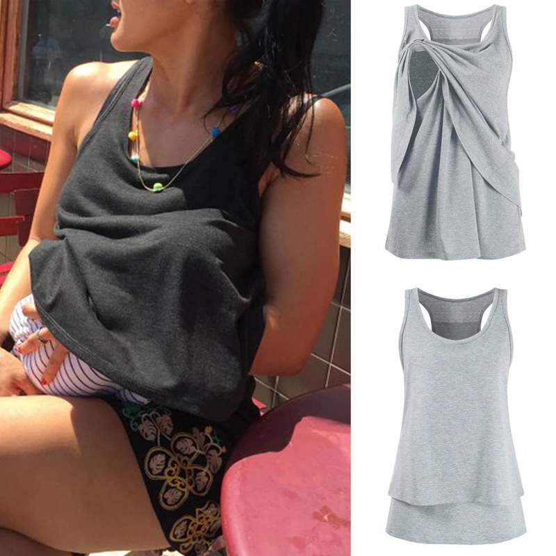 Tootsie Mama Summer Nursing Tank Dark Grey M
