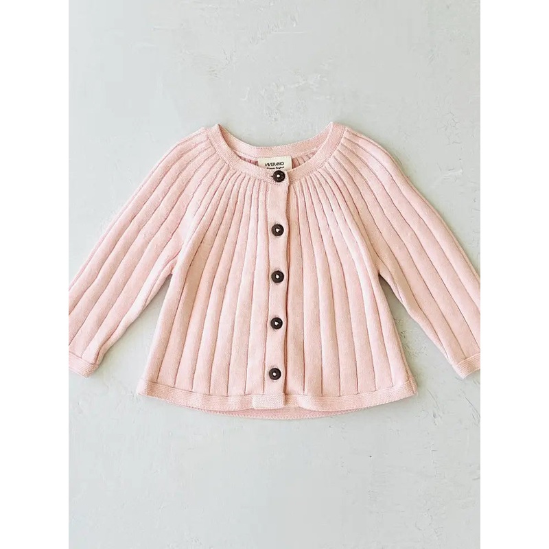 Viverano Organics Cotton Milan Pastel Rib Knit Baby Cardigan Sweater 0-3 Months