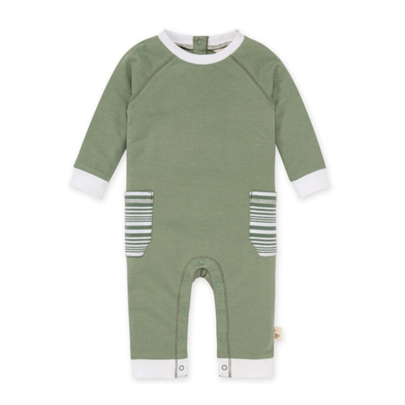 Burt’s Bees Baby French Terry Organic Jumpsuit 12 Months Sage Green