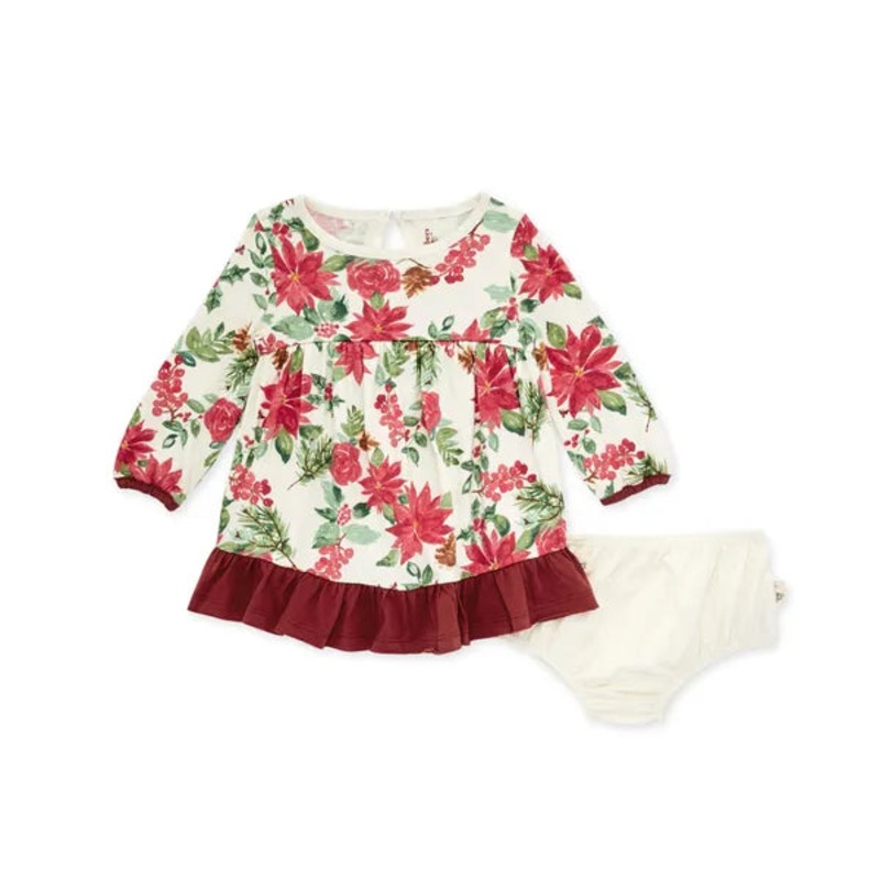 Burt’s Bees Baby Holiday Floral Organic Cotton Dress & Diaper Cover Set 0-3 Months