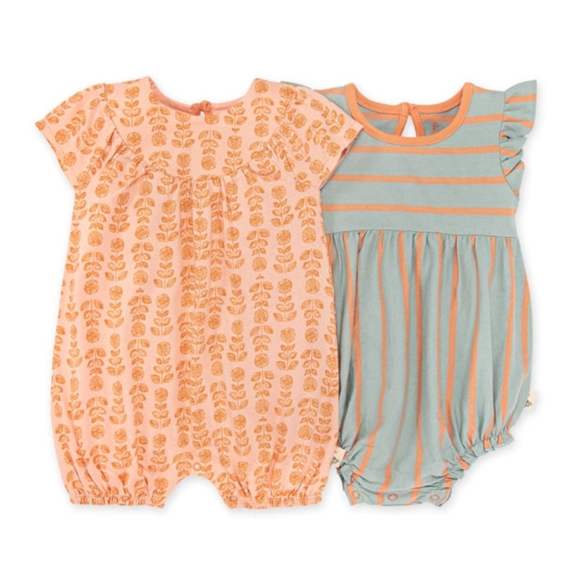 Burt’s Bees Baby Mosaic Floral Organic Bubble Romper Set 2 Pack 12 Months