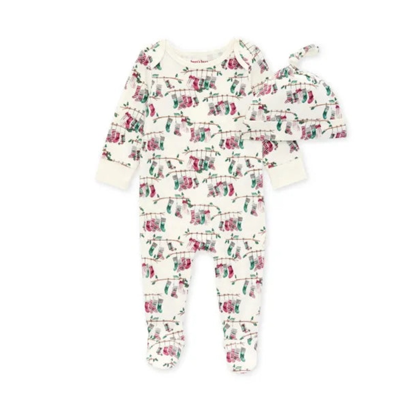 Burt’s Bees Baby Our Stockings Jumpsuit & Knot Top Hat Set 0-3 Months