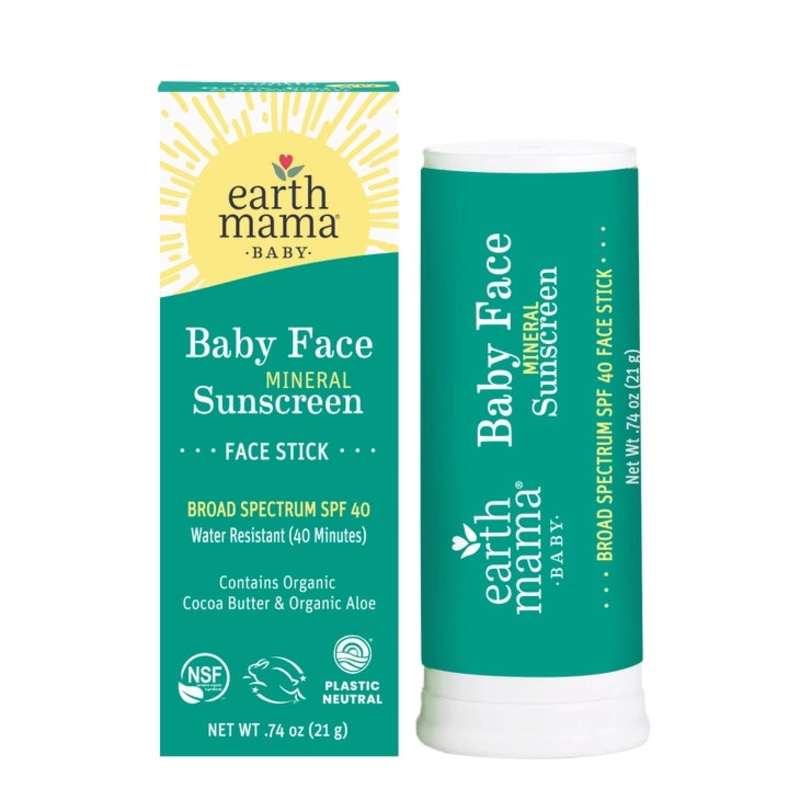 Earth Mama Baby Face Mineral Sunscreen Face Stick SPF 40 0.74oz (21g)