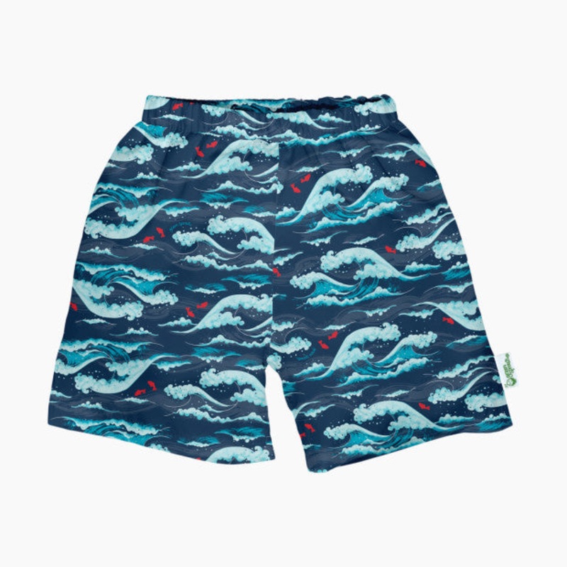 Green Sprouts Swim Trunks Eco Trunks with Built-in Reusable Absorbent Swim Diaper 6 Months Navy Tidal Waves