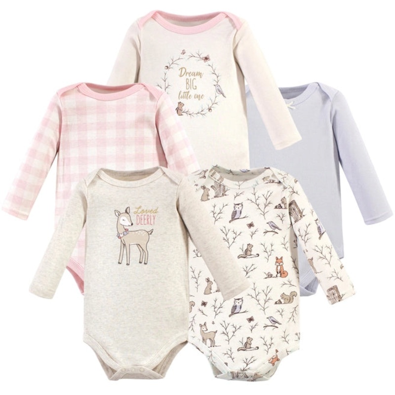 Hudson Baby Cotton Long Sleeve Bodysuits Enchanted Forest 3-6 Months