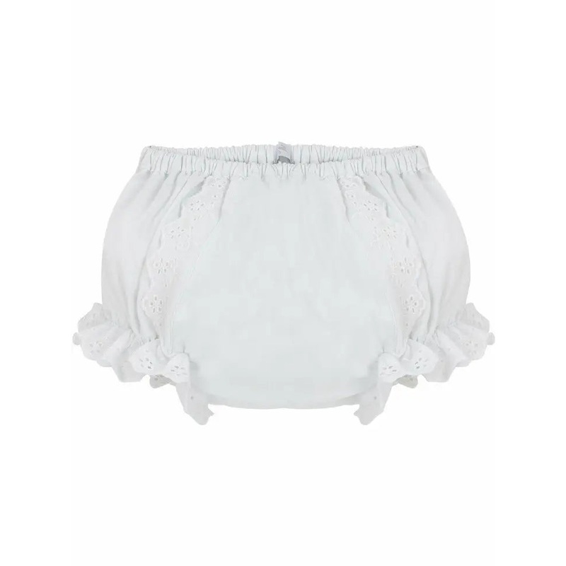 Julius Berger & Carriage Boutique Baby Cotton Diaper Cover Ruffled White Flowers 3 Months