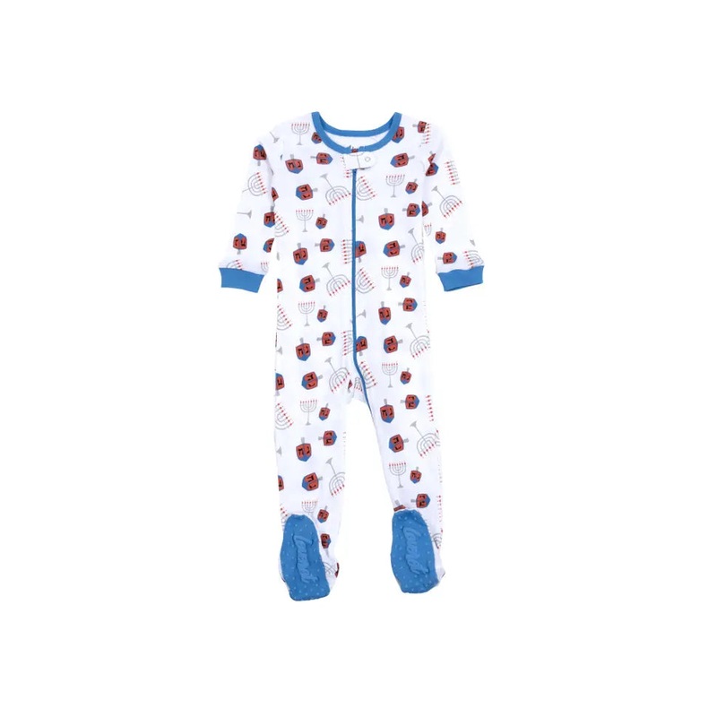 Leveret Pajamas Footed Cotton Menorah Hanukkah Pajamas 6-12 Months