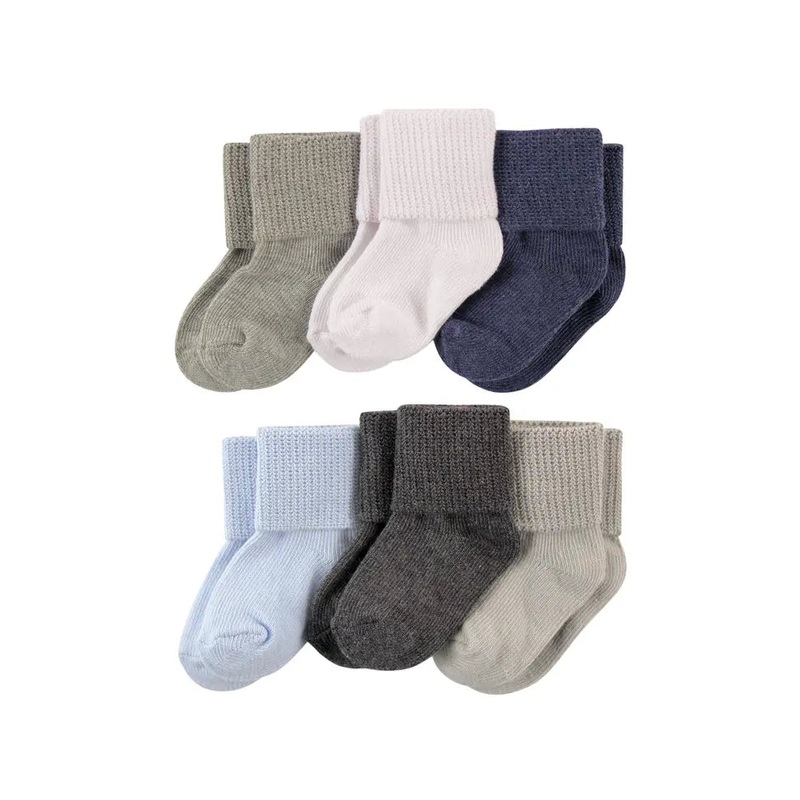 Luvable Friends Newborn and Baby Socks Set Blue Gray 0-6 Months