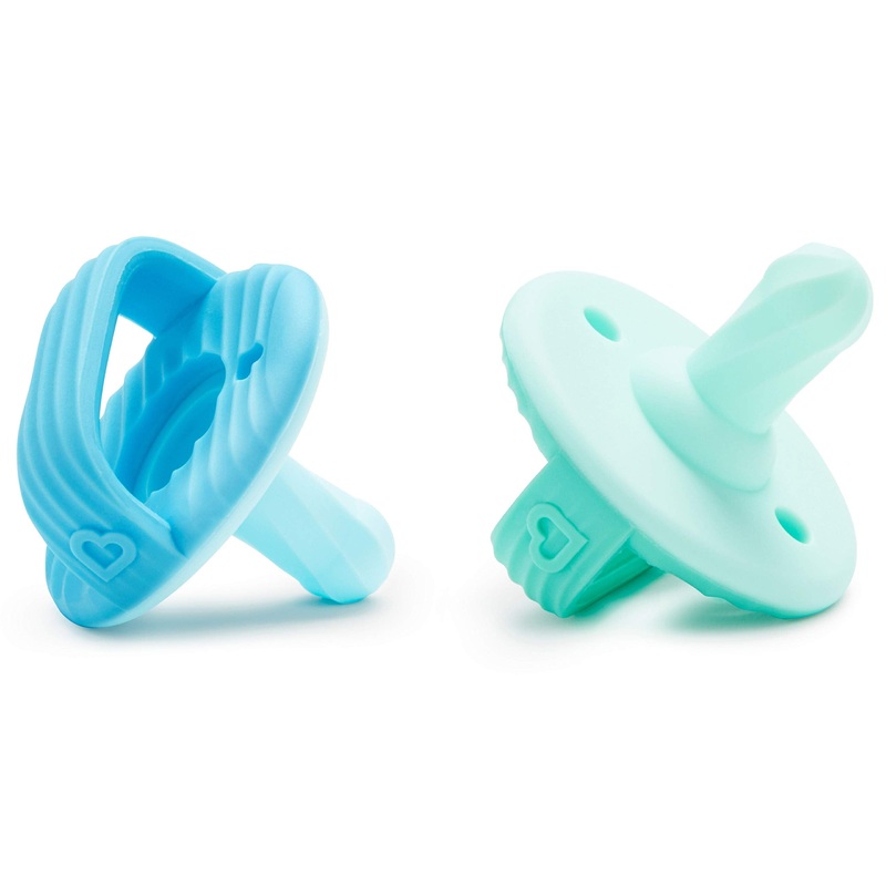Munchkin Sili-Soothe & Teethe Silicone Pacifier & Teether 2 Pack Blue/Green