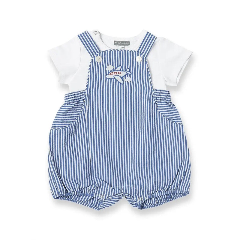 Petit Confection Airplane Striped Romper 6 Months