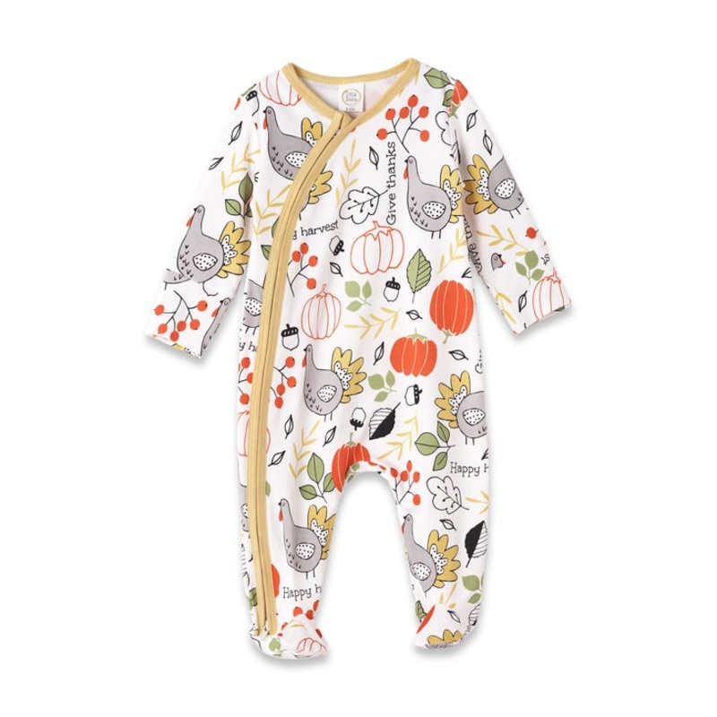 Tesa Babe Baby’s Thanksgiving Turkey Bamboo Zipper Romper 3-6 Months