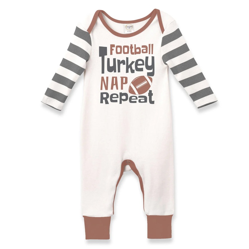 Tesa Babe Football, Turkey Nap Repeat Romper 3-6 Months