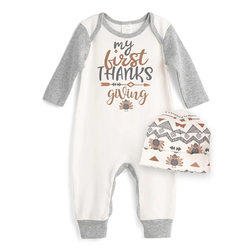 Tesa Babe My First Thanksgiving Romper & Hat Set Newborn