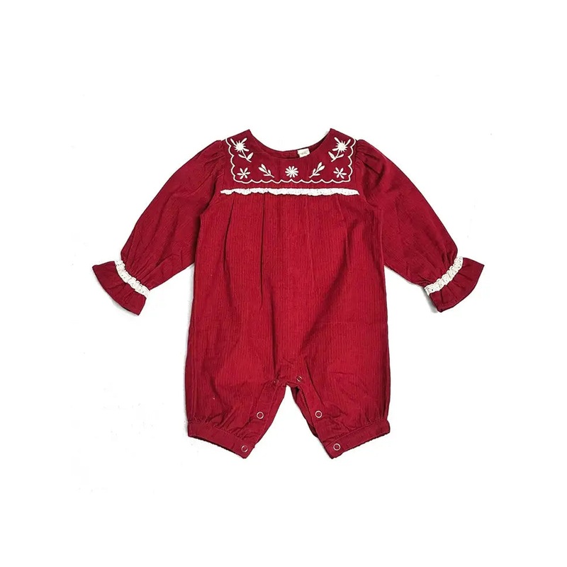 Viverano Organics Embroidered Corduroy Baby Jumpsuit 0-3 Months