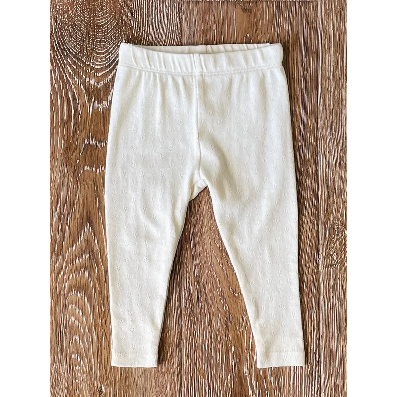 Viverano Organics Pointelle Knit Baby Leggings Pants 3-6 Months Natural