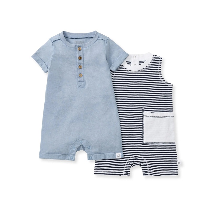 Burt’s Bees Baby Classic Stripe Romper 2 Pack 0-3 Months
