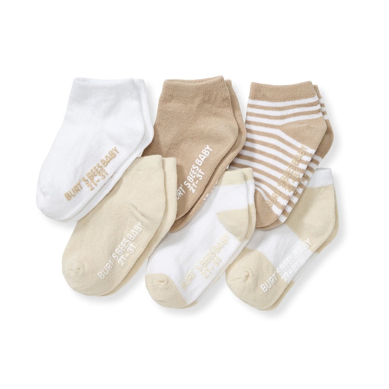 Burt’s Bees Baby Organic Cotton Ankle Socks 6 Pack 2-3T Oat