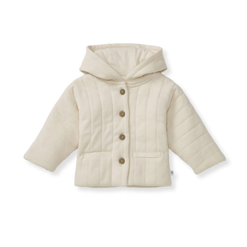 Burt’s Bees Baby Organic Cotton Hooded Quilted Jacket 0-3 Months Oat
