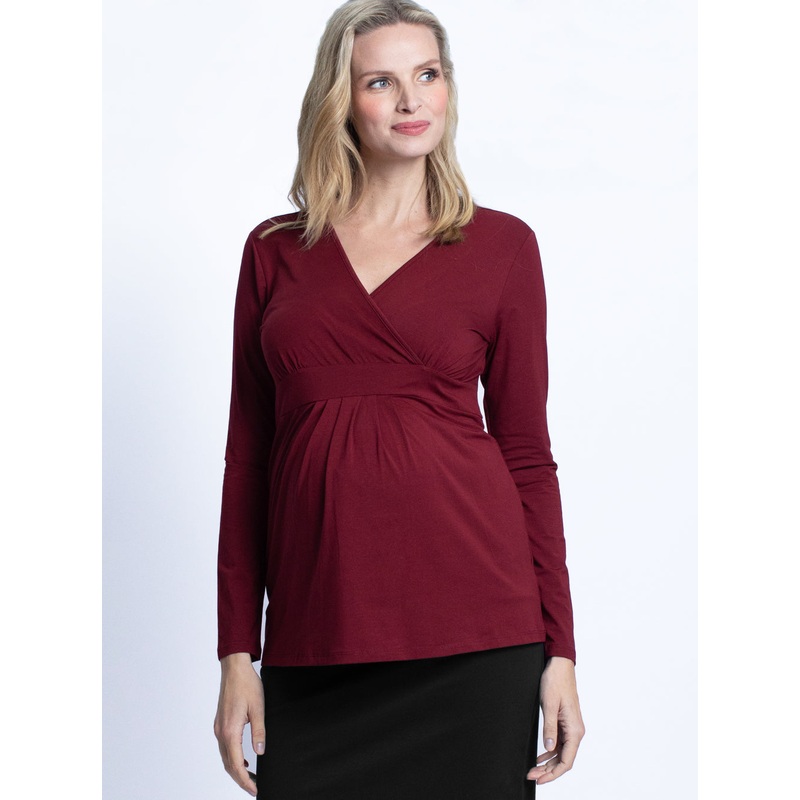Maternity Bamboo Wrap Nursing Work Top XS
