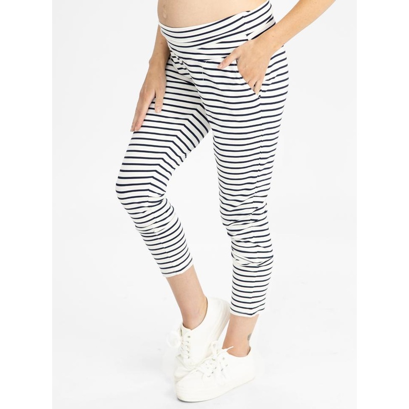 Maternity Comfort Lounge Pants in Navy Stripes XS 9074A