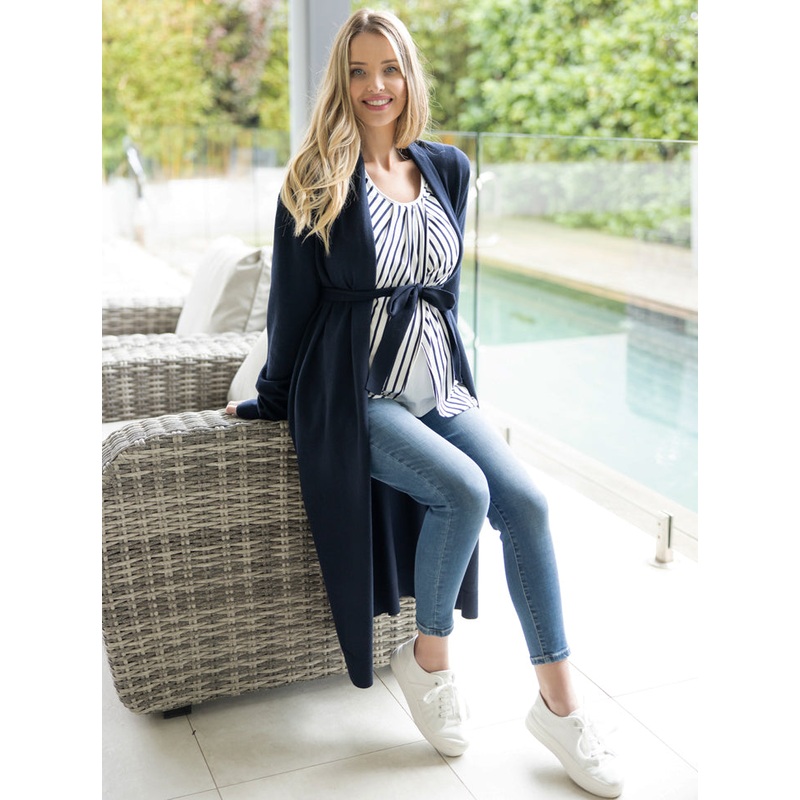 Maternity Long Knit Wool Blend Cardigan – Navy S/M N2300C-J-14