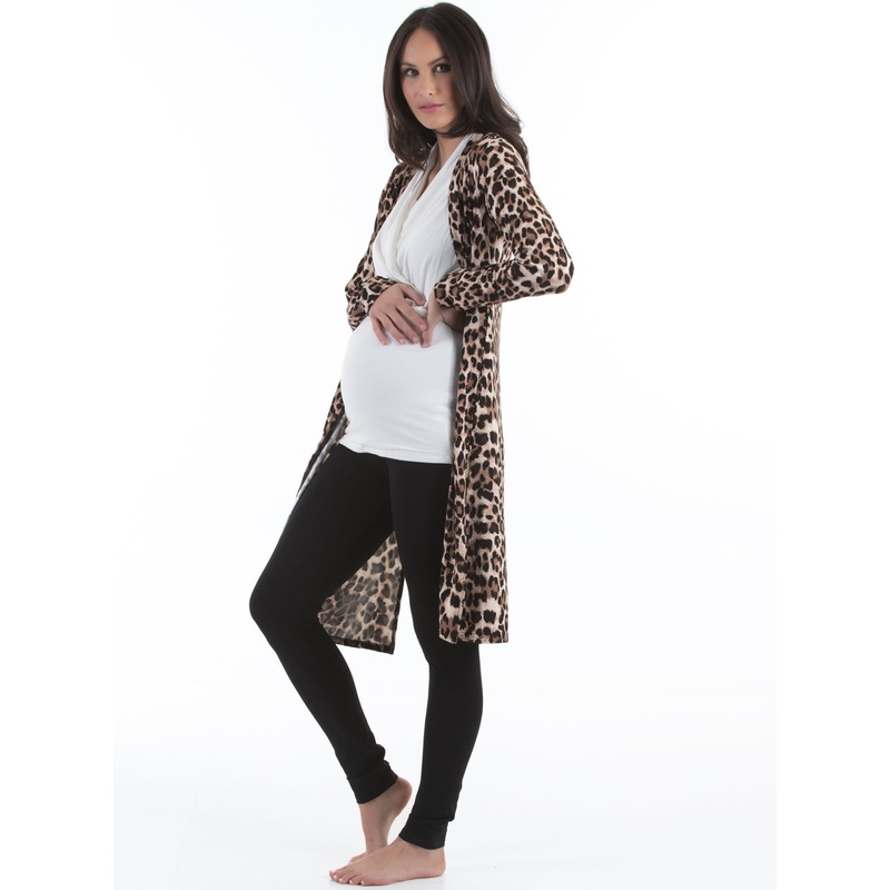 Maternity Long Lounge Cardigan in Animal Print XS/S 2131LP-#E-6