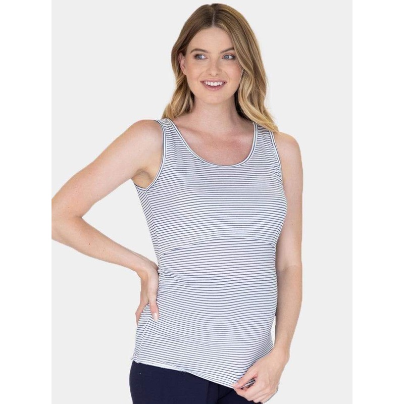 Nursing Pull Up Tank Top in Stripes XS