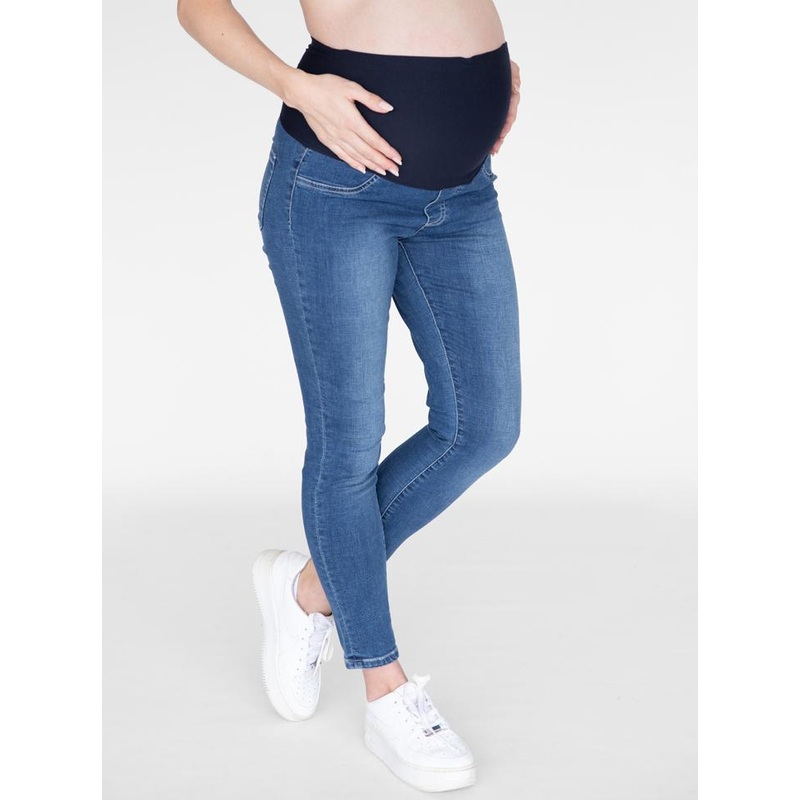 Over the Bump Skinny Fit Maternity Denim Jeans in Mid Blue #F-10 XS 556C-#F-10