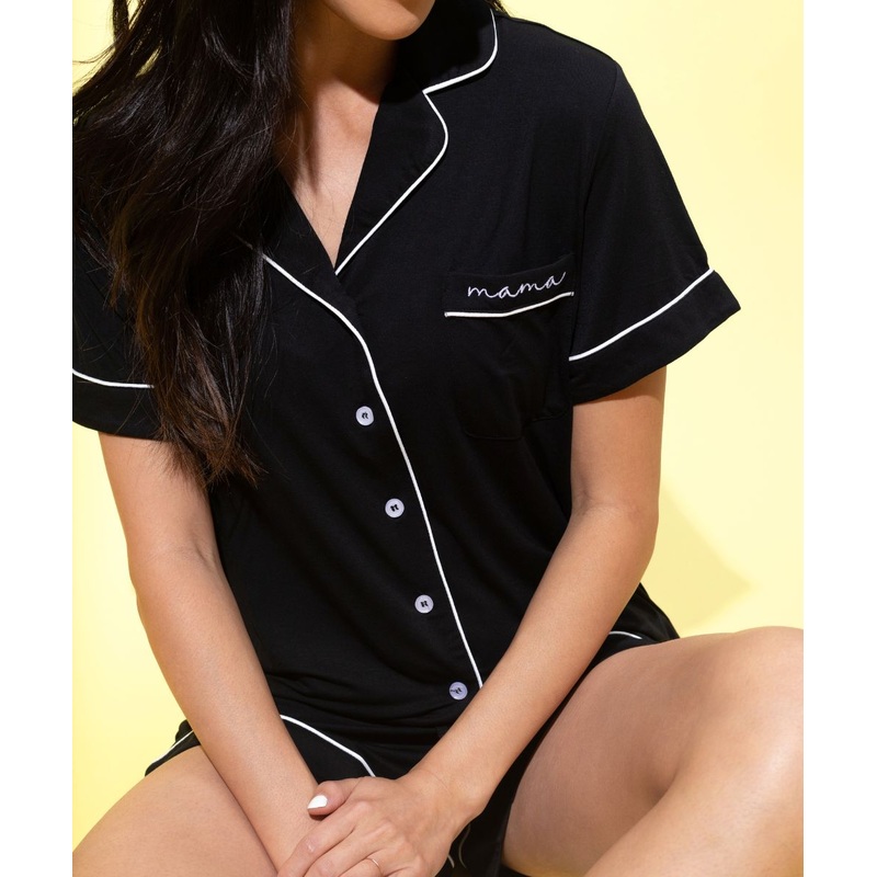 Sunflower Motherhood Short Sleeve Bamboo Mama Pajamas For Pregnancy + Postpartum S