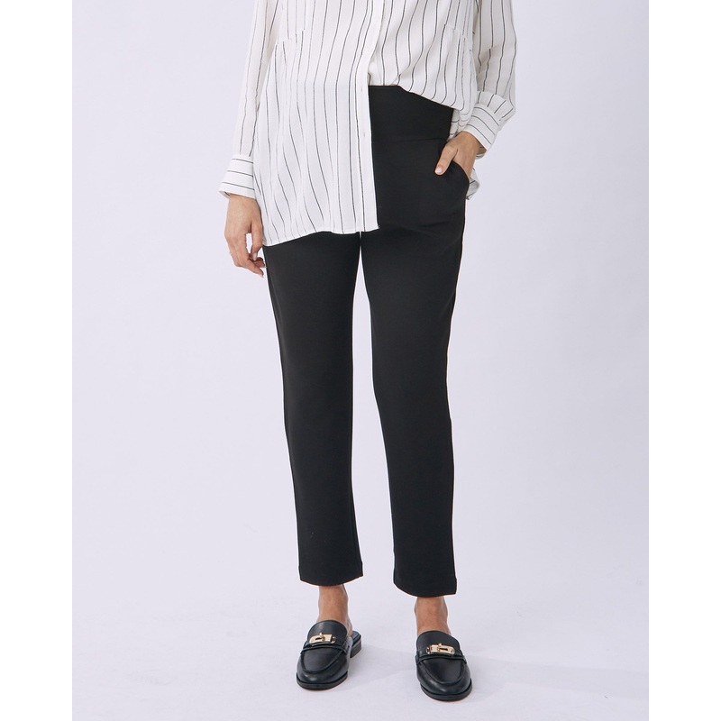Alana Relaxed Ponti Maternity Black Work Pants – Ankle or Full Length XS 68CM