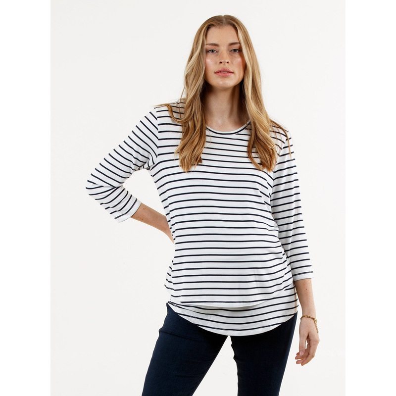 Bamboo Stripe Long Sleeve Maternity and Nursing Top XS N2735LNVST/BST