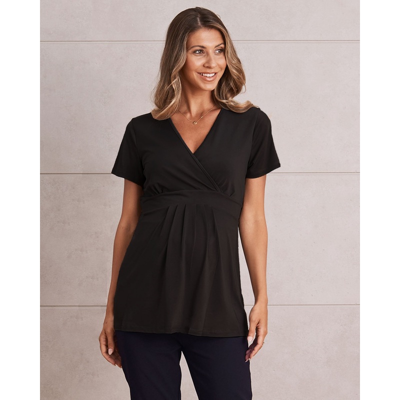 Bree Crossover Black Maternity  Work Top XS 2213B Black