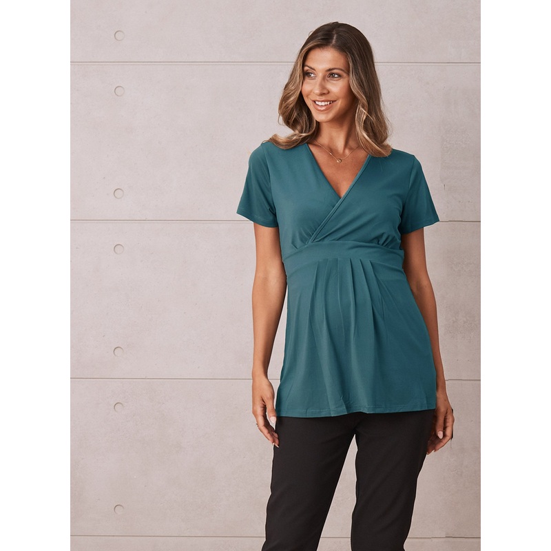 Bree Maternity  Crossover Work Top – Teal XS 2213TEL Teal